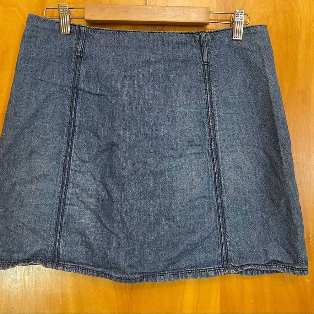 SANCTUARY BLUE MARINE-WASH SNAP FRONT POCKETS DENIM SKIRT 30 - Picture 9 of 9